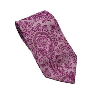 Bolgheri Silk Tie Pink Paisley Floral Made in Italy Designer Business Wedding